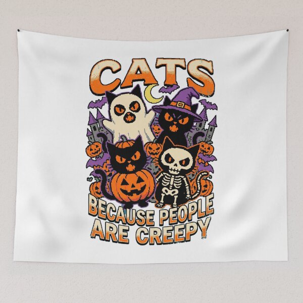 Item preview, Cats Because People are Creepy Halloween Ghost Cat designed and sold by world+167.
