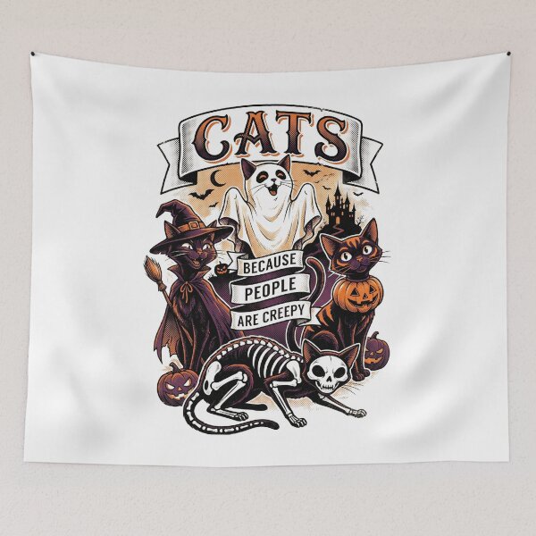 Item preview, Cats Because People are Creepy Halloween Ghost Cat designed and sold by world+167.