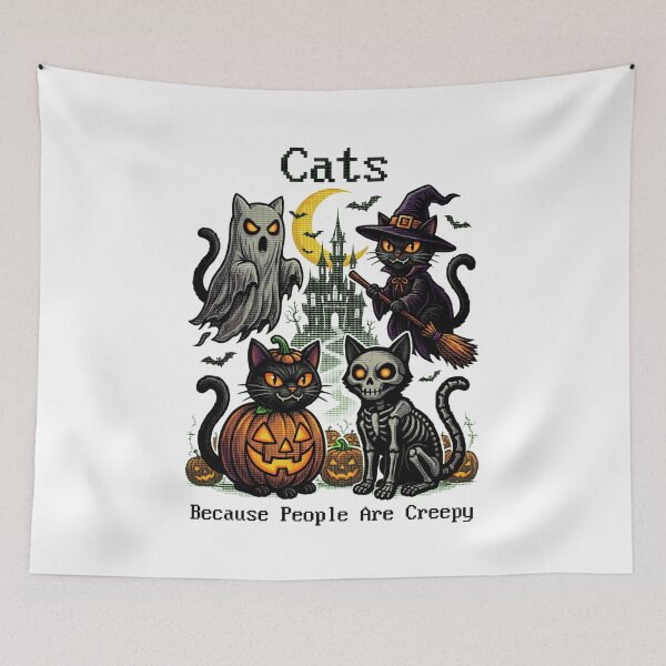 Item preview, Cats Because People are Creepy Halloween Ghost Cat designed and sold by world+167.