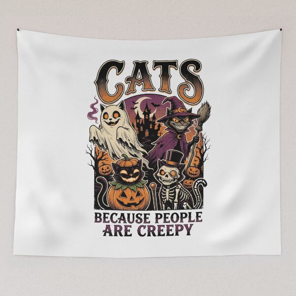 Item preview, Cats Because People are Creepy Halloween Ghost Cat designed and sold by world+167.