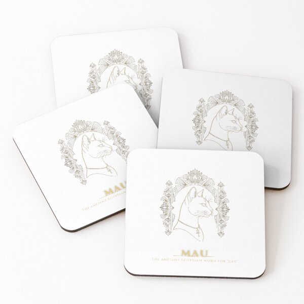 Item preview, Mau Ancient Egyptian Word for Cat Gold Line Art designed and sold by HexAndHearth.