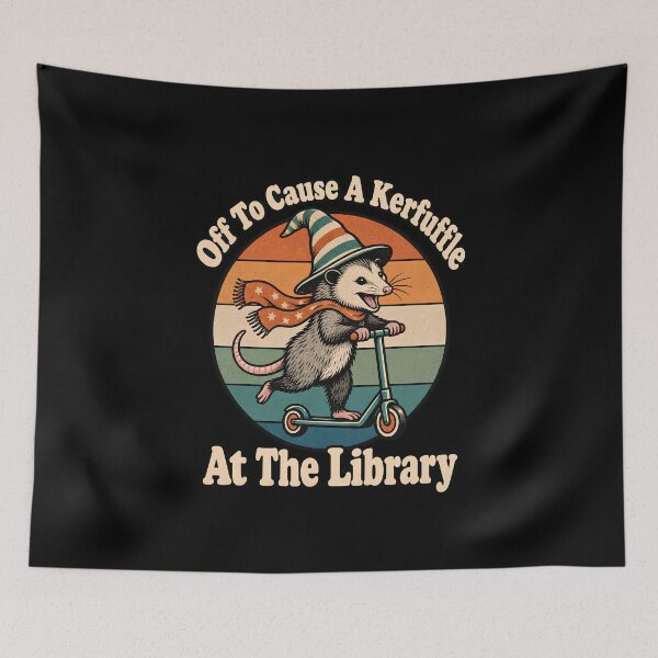 Item preview, Off To Cause A Kerfuffle At The Library Opossum Graphic designed and sold by Whirx.