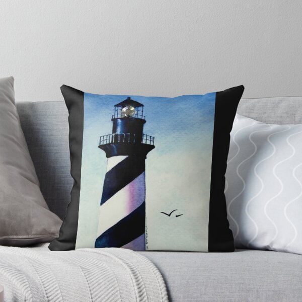 Artikelvorschau, Aquarell des Leuchtturms von Cape Hatteras mit einem Kristall im Licht. entworfen und verkauft von aswoa.