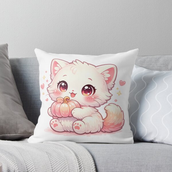Item preview, Kawaii Chibi Cat Holding Pastel Pumpkin designed and sold by Sommium .