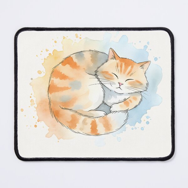 Item preview, Cozy Sleeping Calico Cat Watercolor Splash Cute Kitten Art    designed and sold by VibeShift Studio.