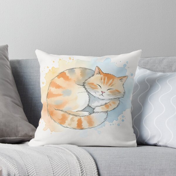 Item preview, Cozy Sleeping Calico Cat Watercolor Splash Cute Kitten Art    designed and sold by VibeShift Studio.