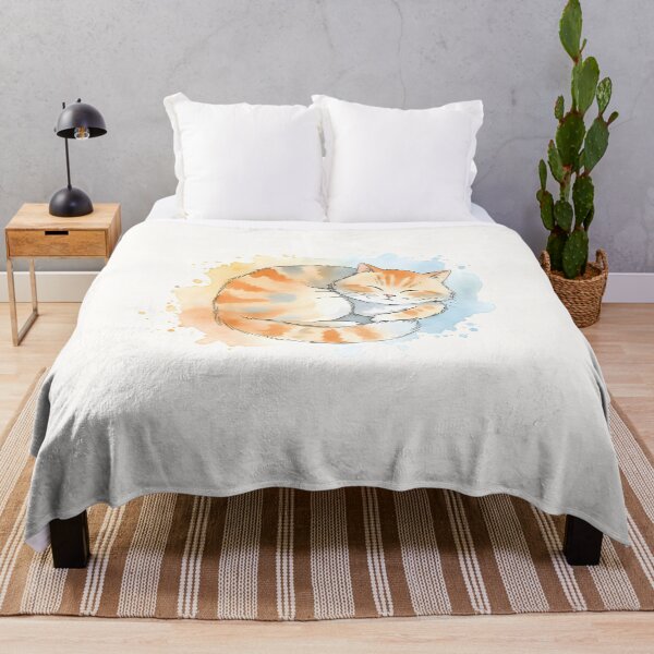 Item preview, Cozy Sleeping Calico Cat Watercolor Splash Cute Kitten Art    designed and sold by VibeShift Studio.