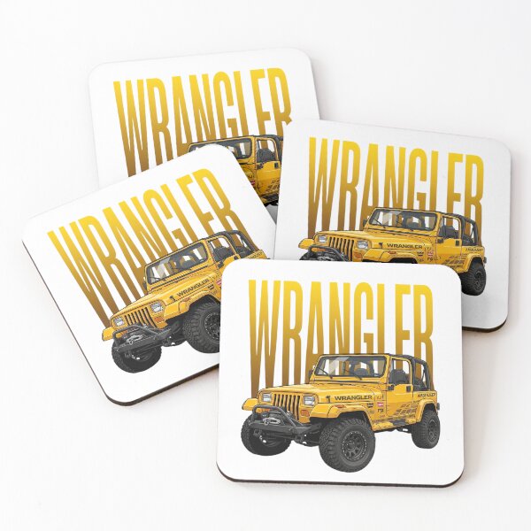 Item preview, Jeep Wrangler YJ Off-Road 4x4 Yellow Classic Square Headlight SUV Art designed and sold by Motorline44.