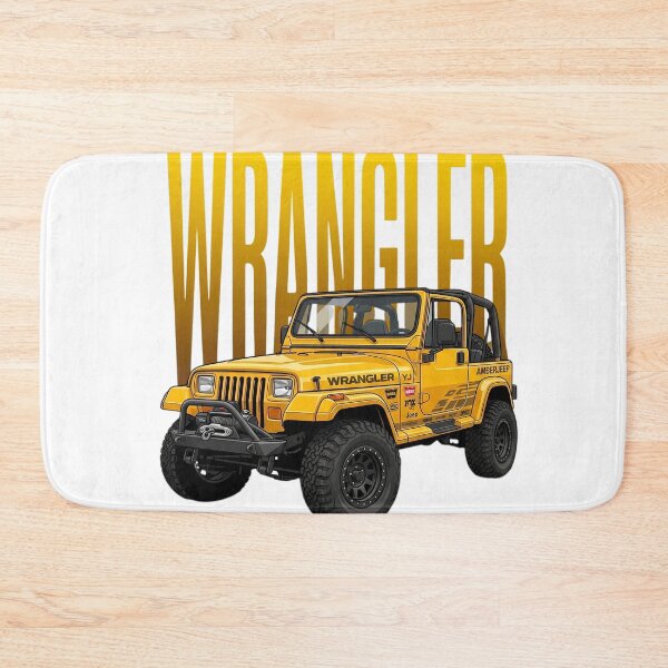 Aperçu de l'œuvre Jeep Wrangler YJ Off-Road 4x4 Jaune Phare Carré Classique SUV Art créée et vendue par Motorline44.