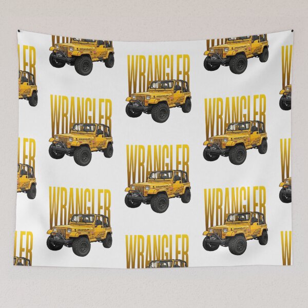 Artikelvorschau, Jeep Wrangler YJ Off-Road 4x4 Gelb Klassischer Quadratischer Scheinwerfer SUV-Kunst entworfen und verkauft von Motorline44.