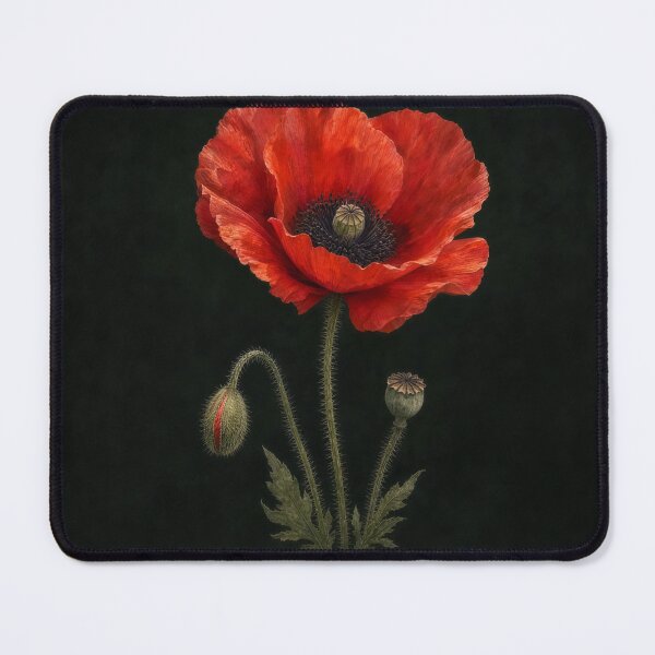 Item preview, Poppy Dark Botanical Illustration | Moody Floral Wall Art designed and sold by FixationStudio.