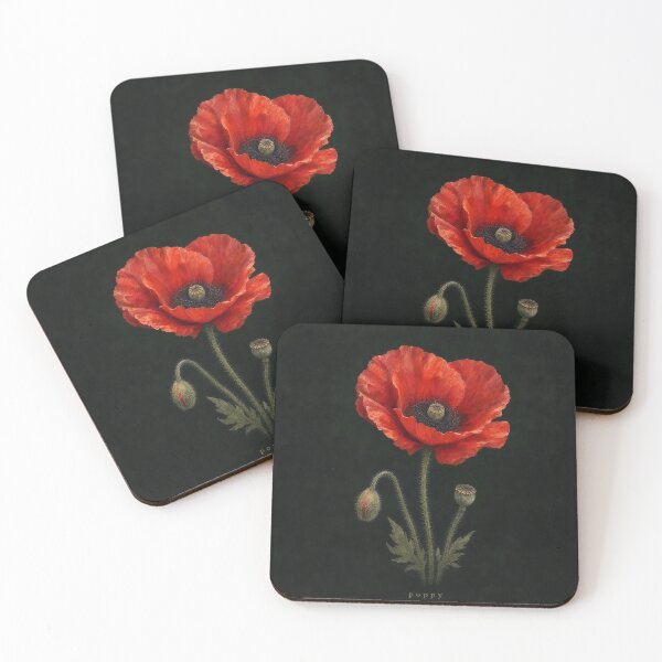 Item preview, Poppy Dark Botanical Illustration | Moody Floral Wall Art designed and sold by FixationStudio.