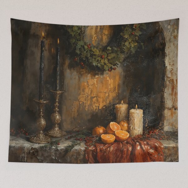 Item preview, Gothic Christmas Antique Hearth Still Life Painting designed and sold by DarkHolyQueen.