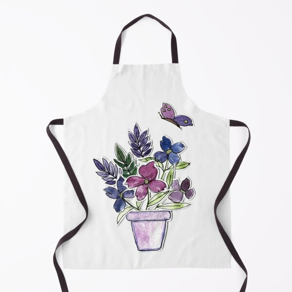 Item preview, Whimsical Purple Flowers and Lavender Pot Watercolor Art - Cute Nursery Wall Decor designed and sold by Orly Fuchs Galchen.