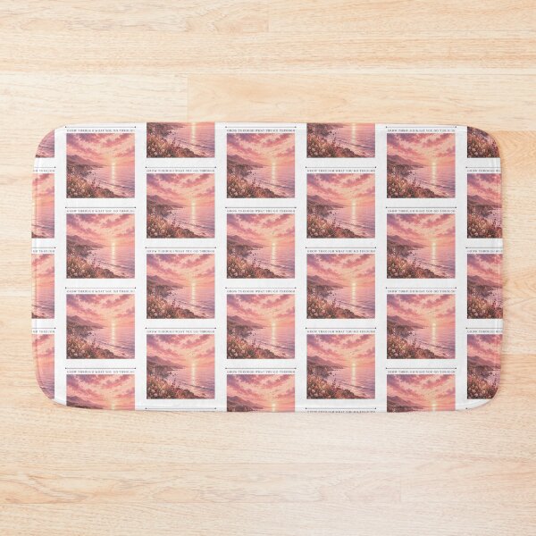 Item preview, Grow Through What You Go Through – Pink Coastal Sunset, Ocean Landscape & Inspirational Aesthetic Quote Art designed and sold by LumiMuse.