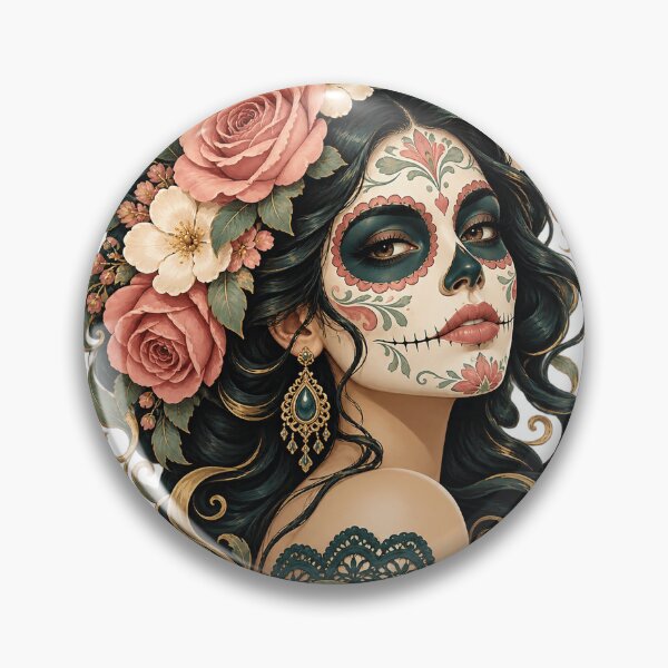 Item preview, Catrina with Roses — A romantic portrait inspired by Día de los Muertos designed and sold by Limmagin.