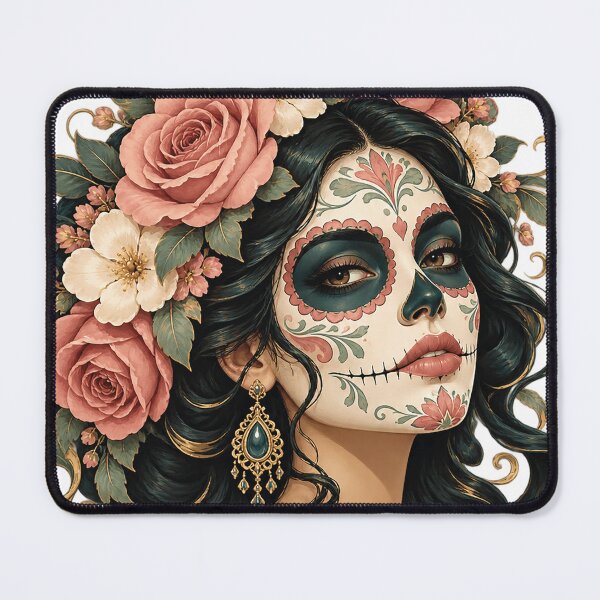 Item preview, Catrina with Roses — A romantic portrait inspired by Día de los Muertos designed and sold by Limmagin.