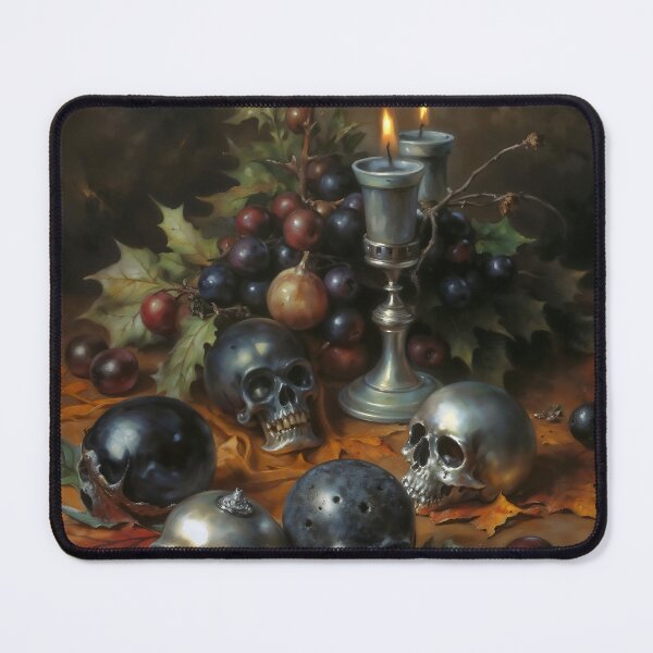 Item preview, Gothic Skull Ornaments Yuletide Still Life Painting designed and sold by DarkHolyQueen.