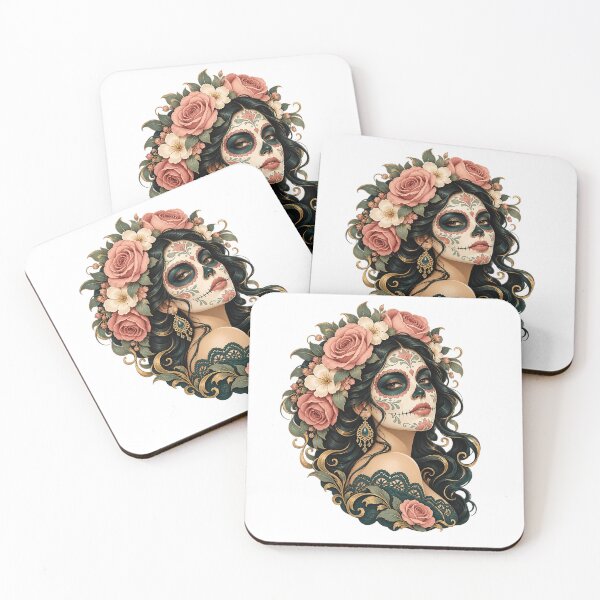 Item preview, Catrina with Roses — A romantic portrait inspired by Día de los Muertos designed and sold by Limmagin.