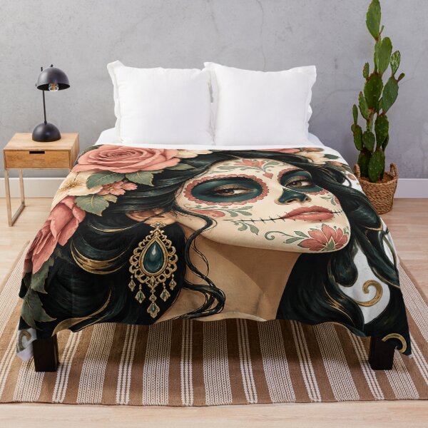 Item preview, Catrina with Roses — A romantic portrait inspired by Día de los Muertos designed and sold by Limmagin.