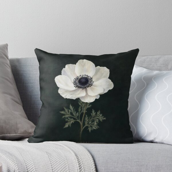 Item preview, Anemone Dark Botanical Illustration | Moody Floral Wall Art designed and sold by FixationStudio.