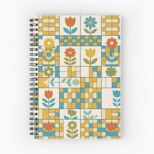 Item preview, Retro 70s Mid-Century Modern Floral Grid Tile Pattern designed and sold by Ederson D'Mind.