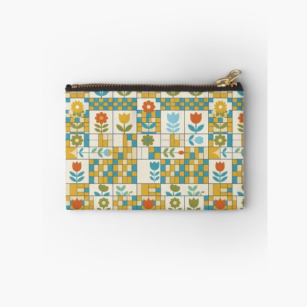 Item preview, Retro 70s Mid-Century Modern Floral Grid Tile Pattern designed and sold by Ederson D'Mind.