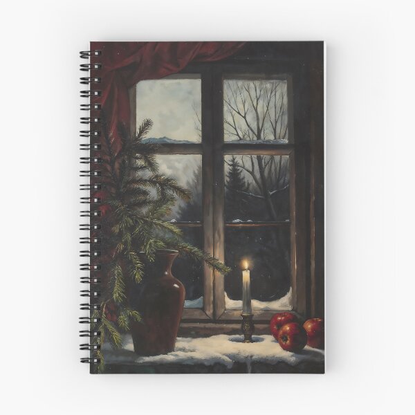 Item preview, Gothic Christmas Eve Snowy Window Candle Painting designed and sold by DarkHolyQueen.