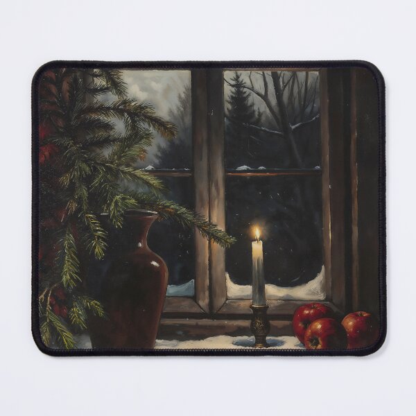 Item preview, Gothic Christmas Eve Snowy Window Candle Painting designed and sold by DarkHolyQueen.