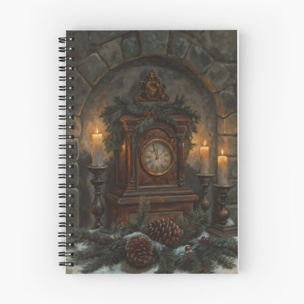 Item preview, Gothic Christmas Clock Midnight Still Life Painting designed and sold by DarkHolyQueen.