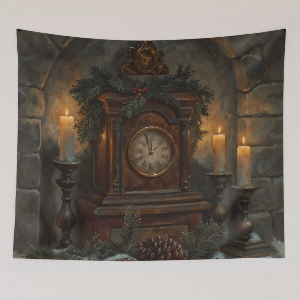 Item preview, Gothic Christmas Clock Midnight Still Life Painting designed and sold by DarkHolyQueen.