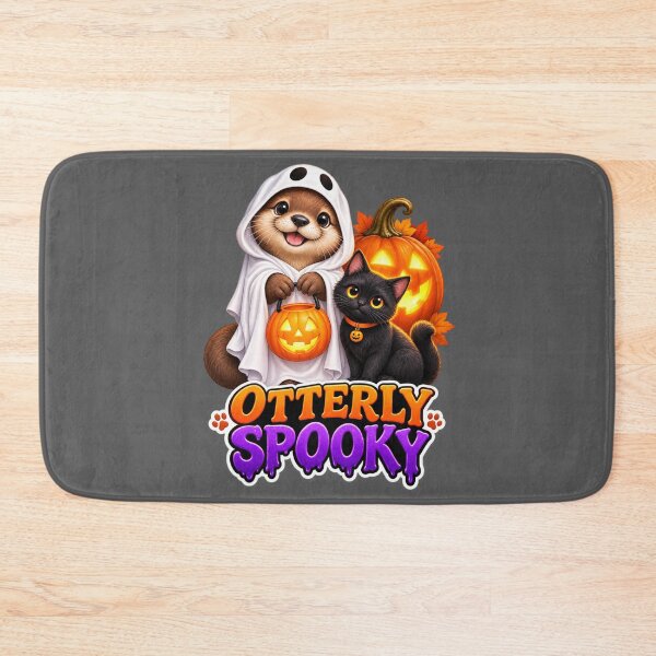 Item preview, FUNNY OTTER MEME COLLECTION — Otterly Spooky Halloween Otter Ghost Costume Black Cat Jack O Lantern designed and sold by MiraLumeStudio.