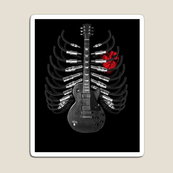 Artikelvorschau, Menschliche Rippe mit einer Gitarre in der Mitte und Steckern entworfen und verkauft von RockPalette.