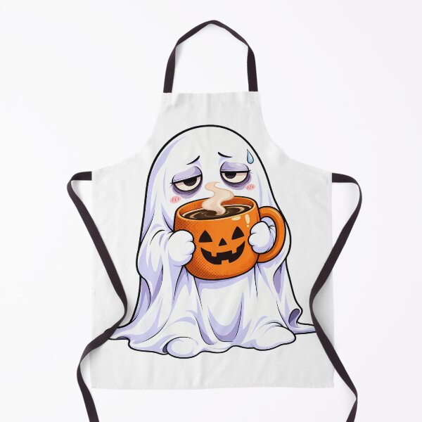 Item preview, Tired Ghost Sipping Coffee From a Pumpkin Mug designed and sold by bwanaboards.