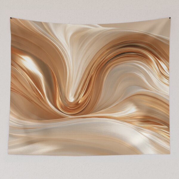 Item preview, Fluid Golden Silk Waves Abstract Minimalist Luxury Print designed and sold by MargaretWiktor.