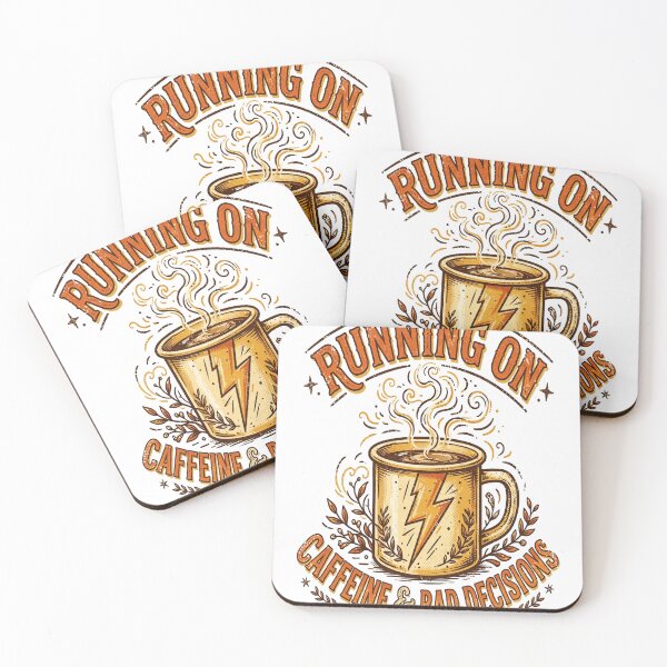 Item preview, Running on Caffeine & Bad Decisions - Funny Quote designed and sold by Visual Dept..