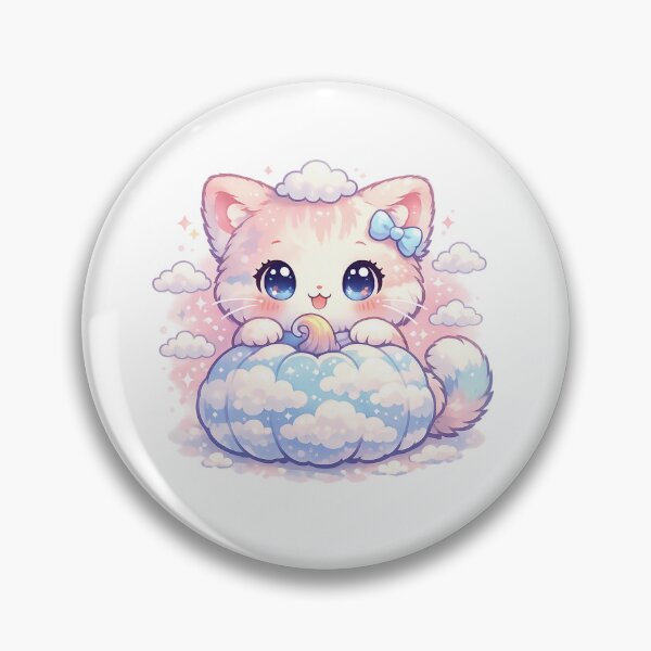 Item preview, Kawaii Chibi Cat with Cloudy Blue Pumpkin designed and sold by Sommium .