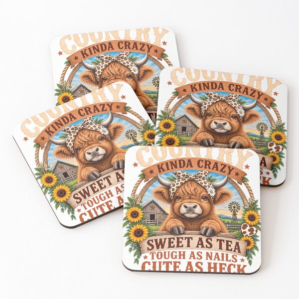 Item preview, Country Kinda Crazy Highland Cow Western Art designed and sold by VGAfanatic.