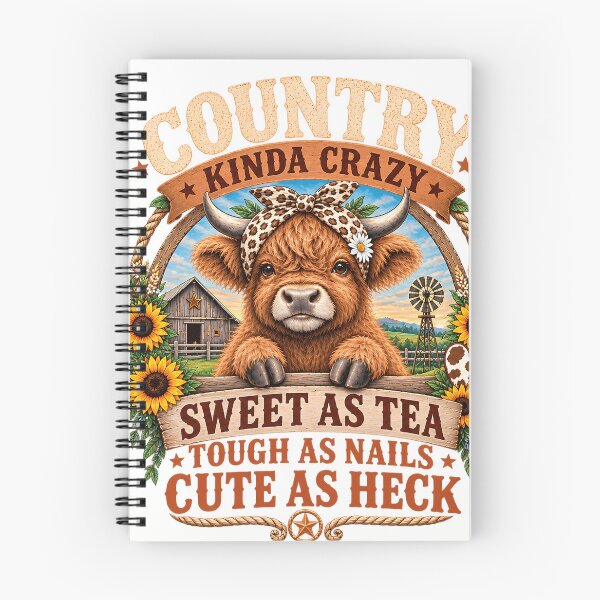 Item preview, Country Kinda Crazy Highland Cow Western Art designed and sold by VGAfanatic.