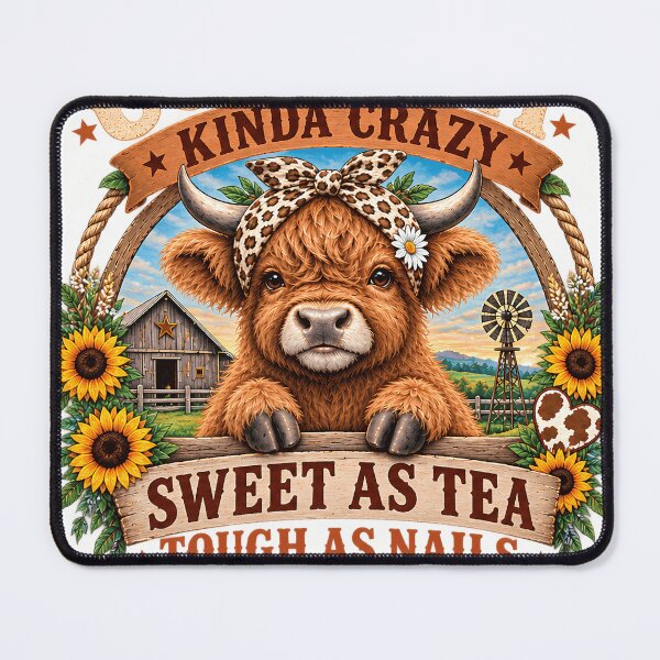 Item preview, Country Kinda Crazy Highland Cow Western Art designed and sold by VGAfanatic.
