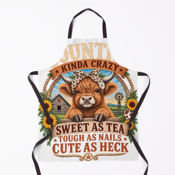 Artikelvorschau, Country Kinda Crazy Highland Cow Western Art entworfen und verkauft von VGAfanatic.