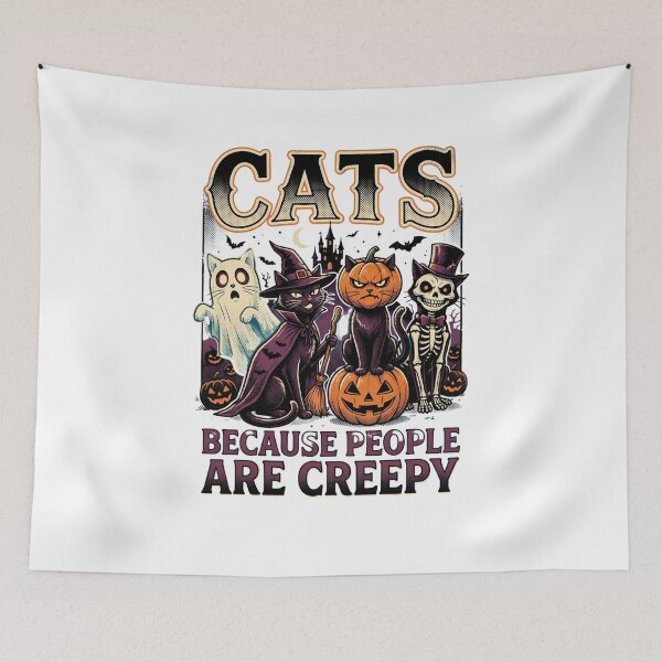 Item preview, Cats Because People are Creepy Halloween Ghost Cat designed and sold by world+167.