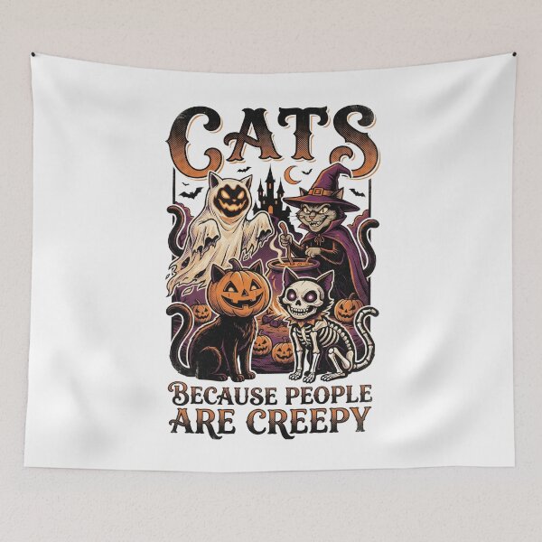 Item preview, Cats Because People are Creepy Halloween Ghost Cat designed and sold by world+167.