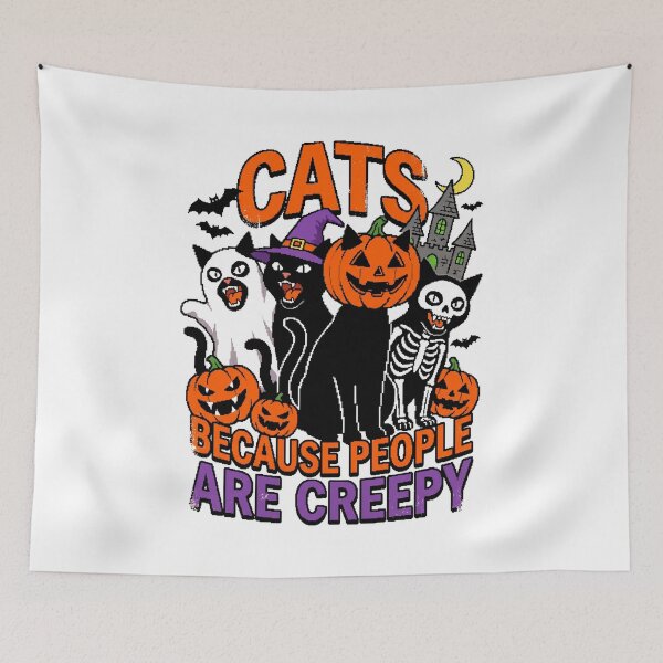 Item preview, Cats Because People are Creepy Halloween Ghost Cat designed and sold by world+167.
