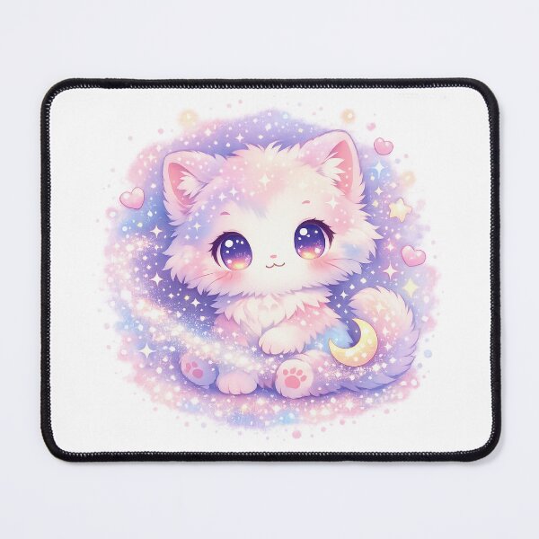 Item preview, Kawaii Chibi Cosmic Cat with Crescent Moon Tail designed and sold by Sommium .