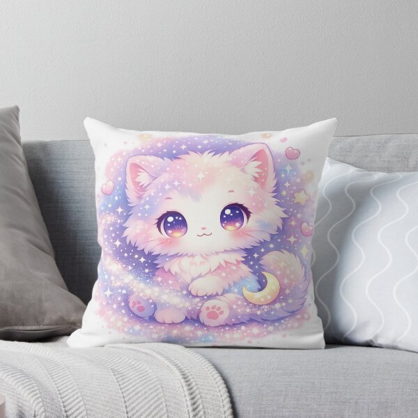 Item preview, Kawaii Chibi Cosmic Cat with Crescent Moon Tail designed and sold by Sommium .