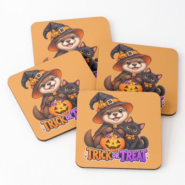 Item preview, FUNNY OTTER MEME COLLECTION — Trick or Treat Halloween Otter Witch Black Cat Pumpkin designed and sold by MiraLumeStudio.