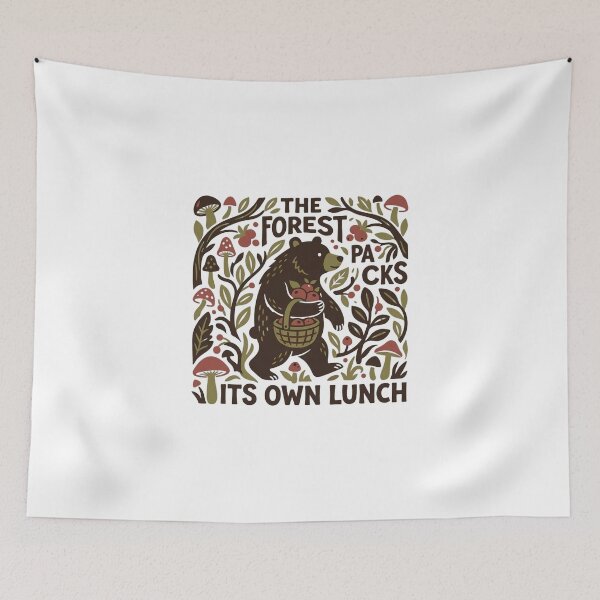 Item preview, Folk Art Cute Woodland Bear Carrying Berry Basket Folk Illustration designed and sold by SHOP-Corner.