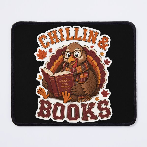 Item preview, Chillin And Books Turkey T-Shirt | Cozy Fall Reading Graphic Tee designed and sold by Design Vibras.