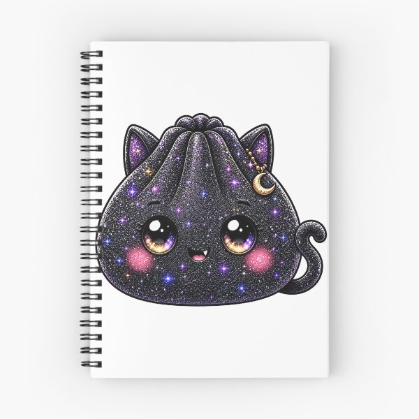 Item preview, Black Galaxy Cat Dumpling Squishy with Moon Kawaii Sparkle designed and sold by Uniquememorable.